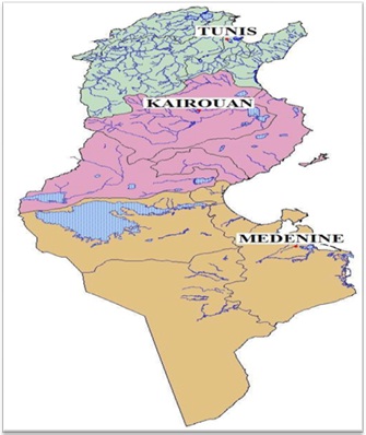 Les trois grandes régions naturelles de la Tunisie