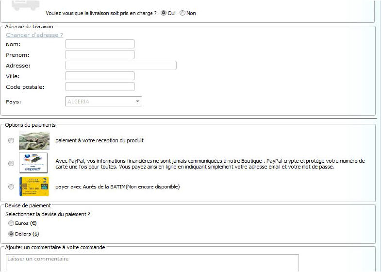 page-choix-livraison La page choix de livraison