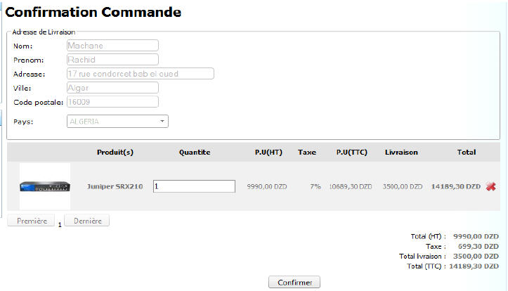 page-confirmation-commande La page de confirmation de commande