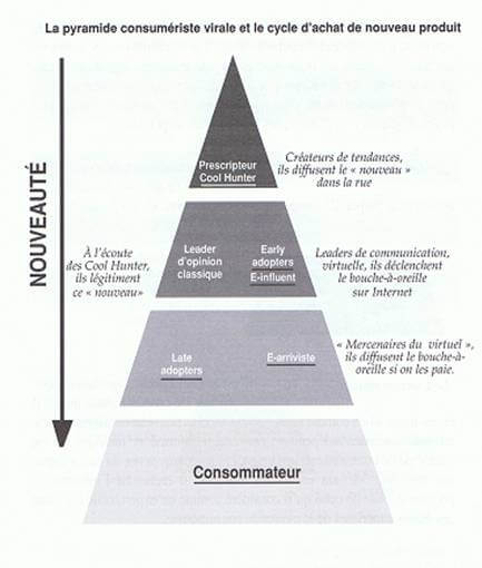 Pyramide hiérarchique des influenceurs dans un processus viral