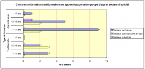 Choix entre formation traditionnelle et en apprentissage selon groupe d’âge et secteur d’activité