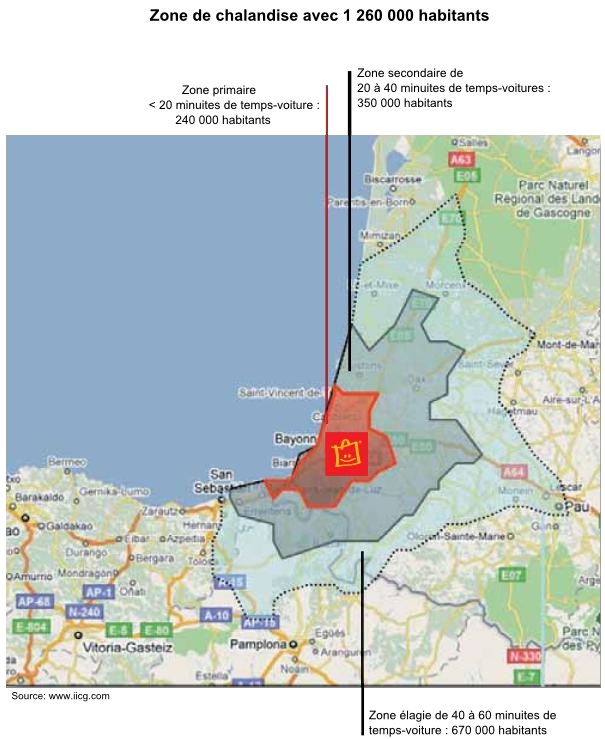 Zone de chalandise du futur IKEA à Bayonne Zone de chalandise du futur IKEA à Bayonne