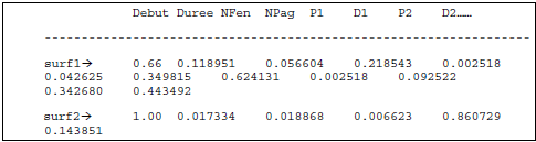 Exemple de surfs sous formes de vecteurs numériques normalisés Exemple de surfs sous formes de vecteurs numériques normalisés