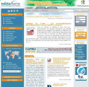 Copie d’écran de la nouvelle page d’accueil de Médiaterre