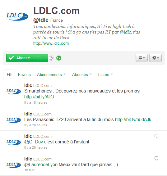 le compte Twitter a été mis en place en même temps que le groupe Facebook