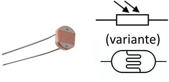 Une Photorésistance avec son symbole