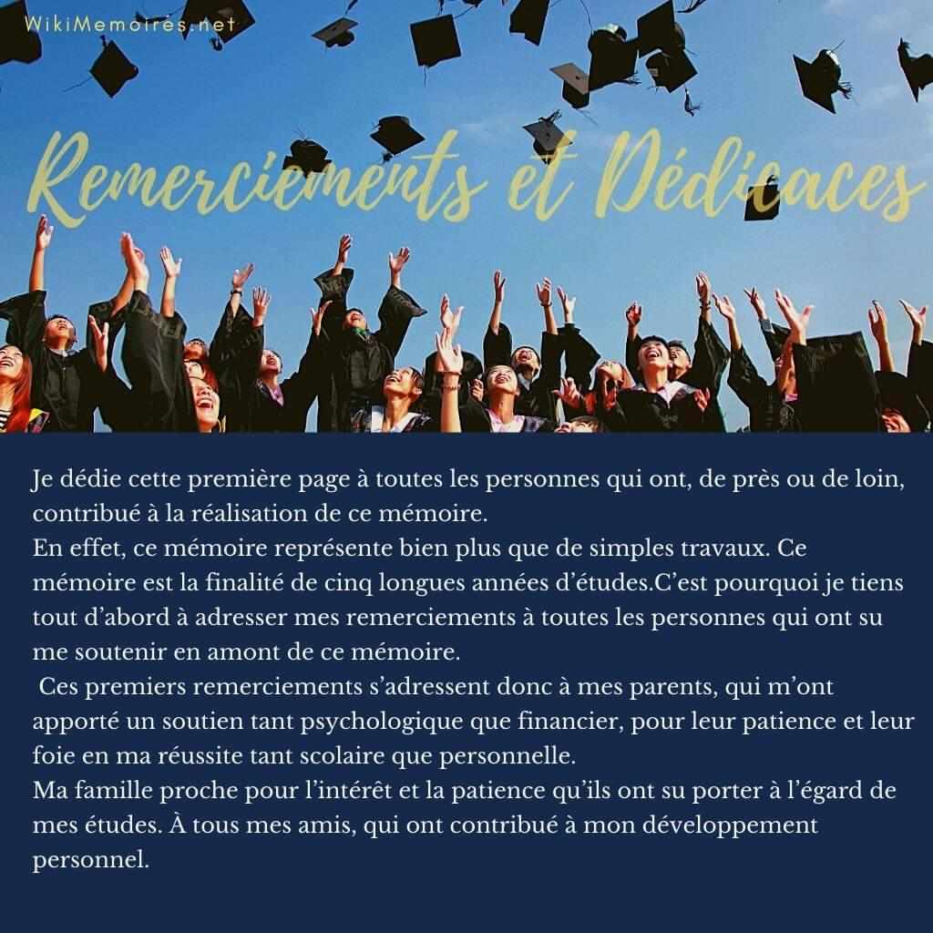 Exemples de Remerciements d'un Mémoire