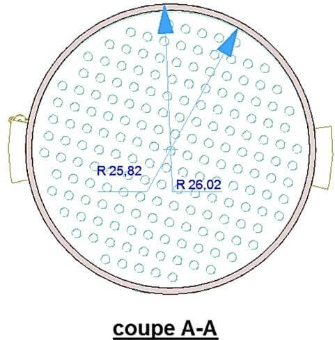 Base d’une cellule perforée de 6 à 8 mm de diamètre à intervalles de 2 cm
