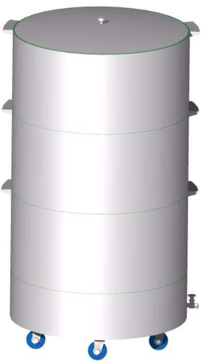 Vue en perspective du lombricomposteur en acier galvanisé
