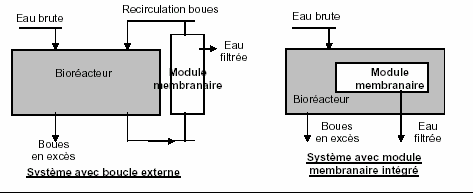 Schéma du système recirculé et du système immergé