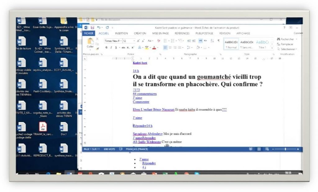 début d’un fil de discussion, message principal suivi de quelques commentaires