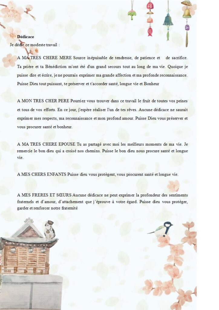 Dédicace et Remerciements - Inventaire et bioécologie de quelques Orthoptères dans la vallée du M’Zab (Ghardaïa)