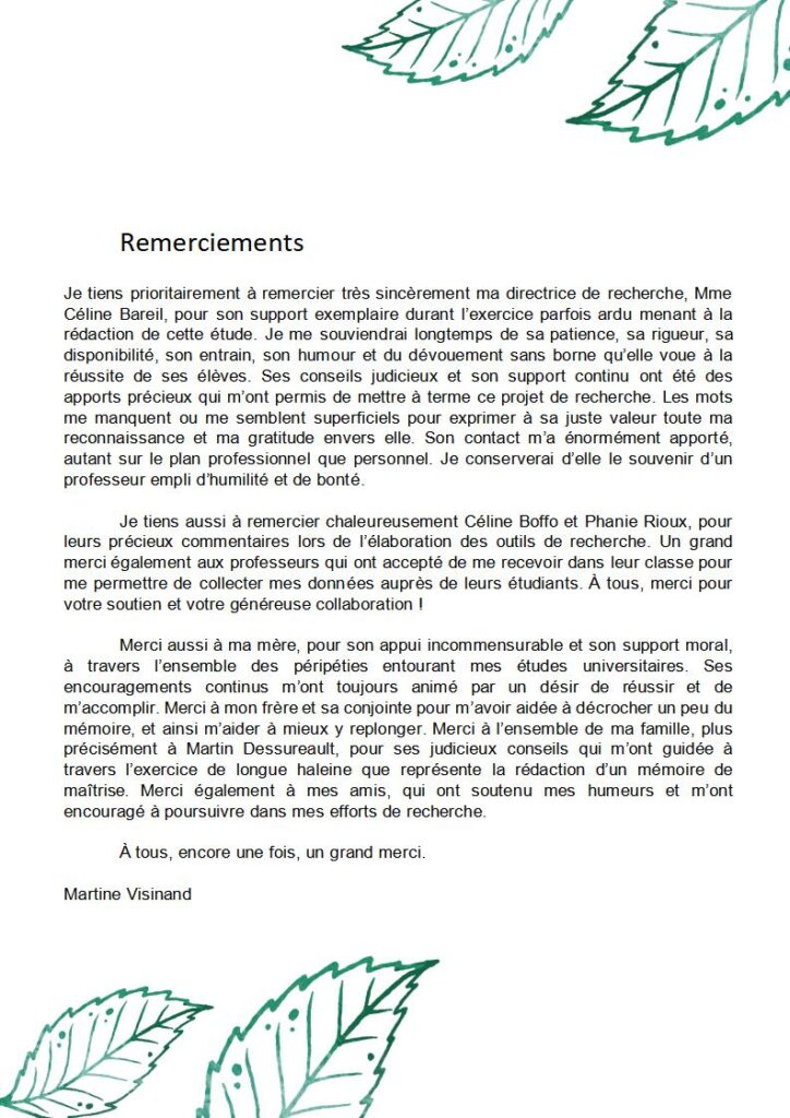 Remerciements - Le rôle attendu des professionnels RH lors d’un changement organisationnel