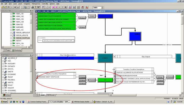 SCM soufflage à la transition Tr1 dans Control Builder
