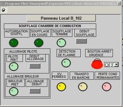 Figure 4.7 Pop-up du panneau local du four