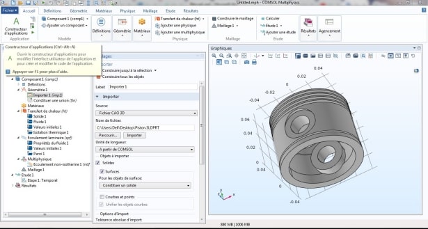 Le modèle du piston réalise avec SOLIDWORKS