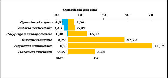 Comparaison entre les indices d’attraction des espèces végétales ingérées