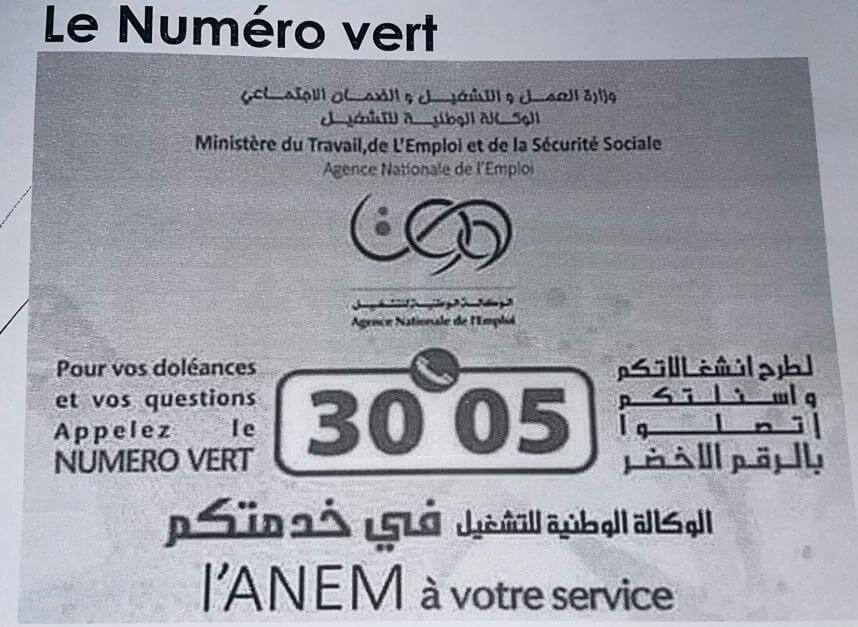 numéro vert de l'ANEM