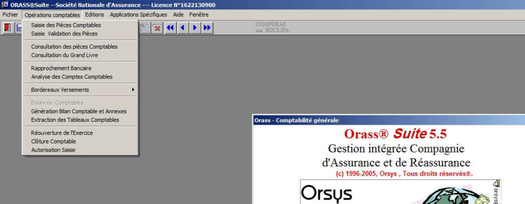 la rubrique opération comptable de ORASS