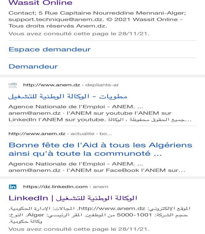 site web de l'ANEM