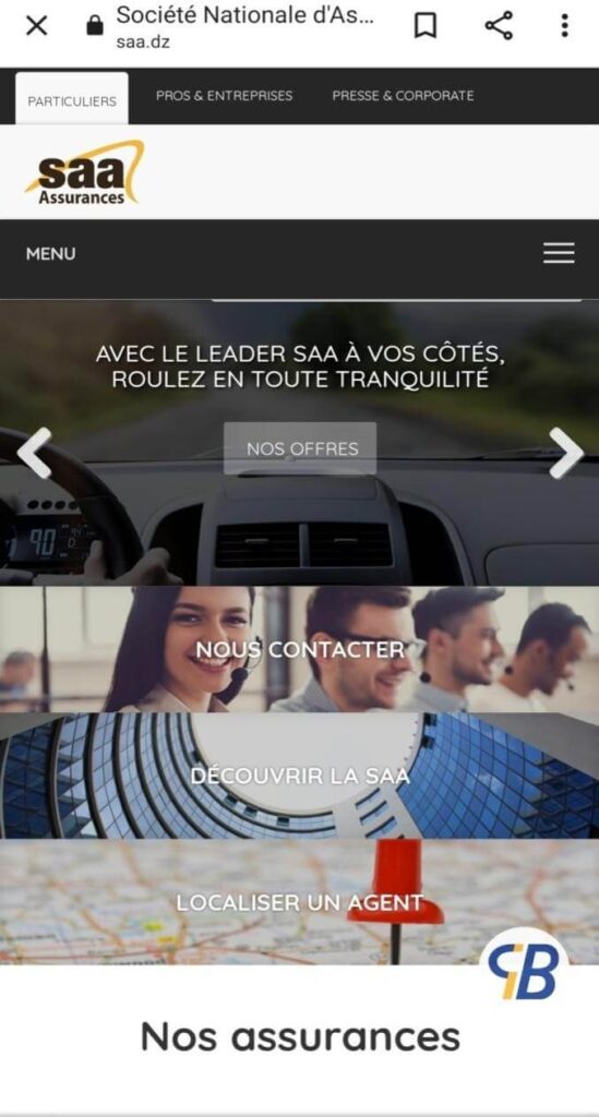 le site web de la société national d'assurance SAA