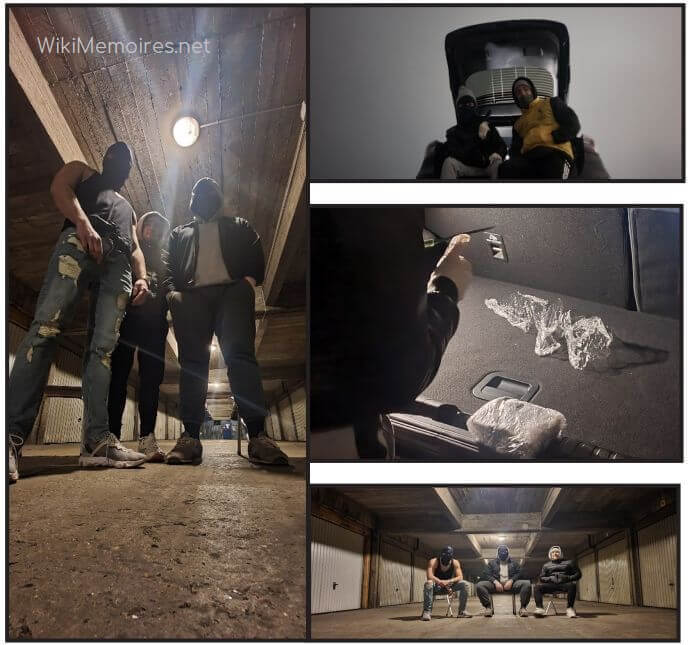 Collage de photographies 1 : 3 photographies réalisées lors des entretiens avec Vhydra, Big B et Ycharon à Rouen et Rotterdam, prises en décembre 2021, conception Julien Magana 2022